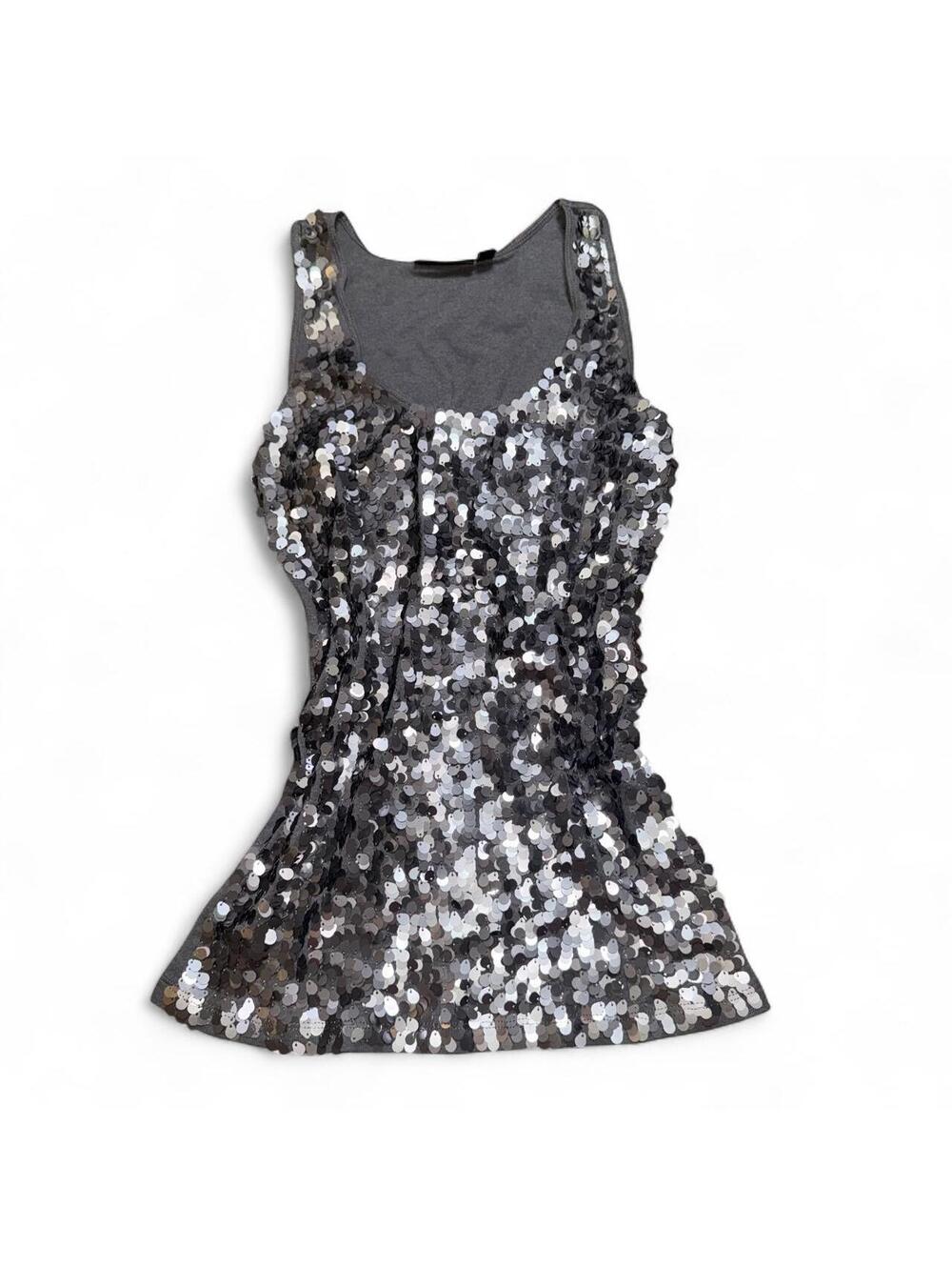Apt. 9 Silver Sequin Y2K Going Out Tank Top